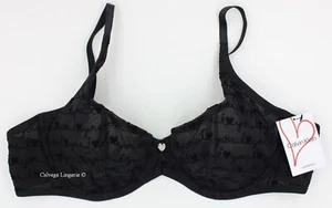 NWT Calvin Klein QF6714 "I Heart You" Soft Cup, Demi, Lace Bra, Black - Picture 1 of 7