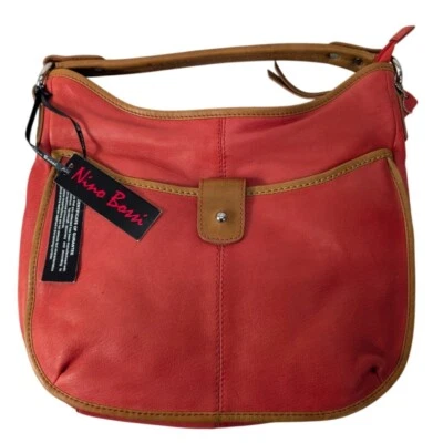 Bolso de Hombro Hobo Nino Bossi Cuero Rojo Prezzo Nube Suave Cartera Elegante Nuevo con Etiquetas $220 Foto 1 de 4