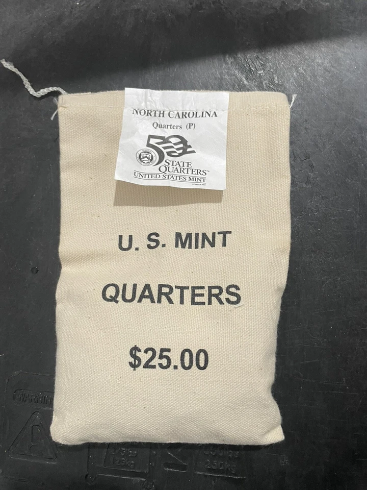 2001 P North Carolina State Quarter Original Mint Sewn Bag 100 coins - Image 1 of 1