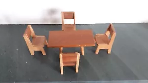 Lundby Barton Carolines Home Doll House Wooden Table +4 Chairs 1:16 70's VGC - Picture 1 of 4