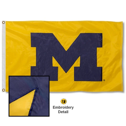 Michigan Team University Wolverines Embroidered and Appliqued Nylon Flag Cover