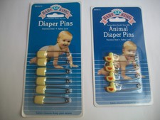 2 New Packages of Baby Diaper Pins 6 Pack Solid Yellow & pack of 4 Yellow Duck's