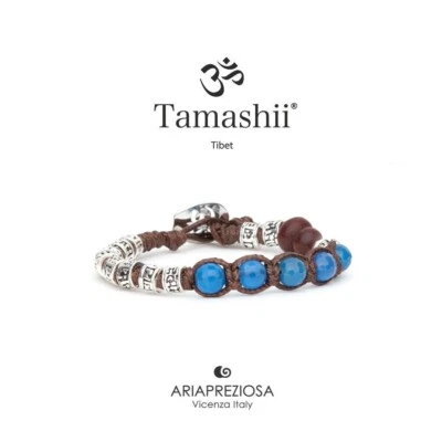 Bracciale Tamashii Tibet, ruota della preghiera, multifaced agata blu e argento - Immagine 1 di 4