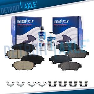 Front and Rear Ceramic Brake Pads w/Hardware for 2004 - 2010 Toyota Sienna