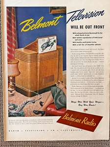 Anuncio impreso de televisión Belmont 1945 - Consola de TV de mediados de siglo, electrónica vintage - Imagen 1 de 1