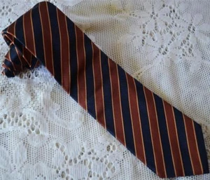 Mint! Luigi Borrelli Napoli Italy 100% Silk Navy Blue/Brown/Gold Striped Tie - Picture 1 of 10