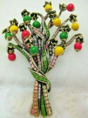  HEIDI DAUS "Ravishing Remembrance" (Vtg.Look) Crystal Floral Pin (Orig.$179.95) - Изображение 1 из 4