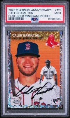 2023 Plat Ann. Caleb Hamilton #d/75 Rose Gold Mini Diamond ROOKIE RC PSA 9 MINT - Image 1 of 2
