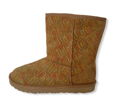 Bota Corta UGG Australia Niños Clásica Puntada Gráfica Talla 5 Nueva Cuero Beige Foto 1 de 4