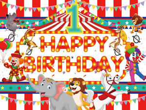 Carnival Circus 1st to 9th  Birthday Backdrop Banner Vinyl  Party Supplies 7x5ft
