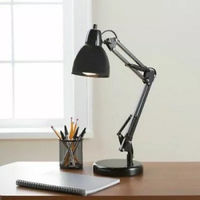 Classic Style Black Finish Architect Task Desk Work Lamp with Fluorescent Bulb - Image 1 of 3