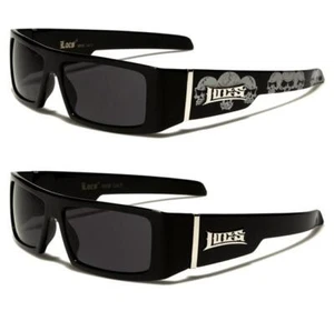 LOCS SUNGLASSES BLACK SKULL MENS LADIES EMO GANGSTER GOTHIC WRAP DESIGNER UV400 - Picture 1 of 8