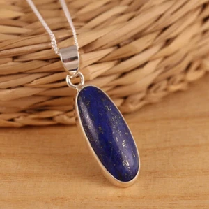 Fino Lapis Lazuli Piedra Preciosa 925 Plata de Ley Hecho a Mano Colgante S-39 - Imagen 1 de 5