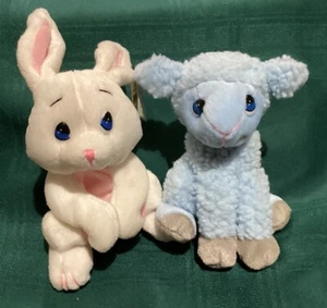 Precious Moments Vintage Snowflake The Bunny & Simon The (Blue) Lamb Plush Toys - Picture 1 of 11
