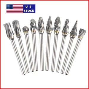 Juego de 10 brocas rotativas de carburo de tungsteno de 1/8" herramientas limas de corte vástago - Imagen 1 de 15