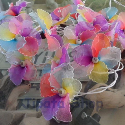 Multicolor Hibiscus Nylon Party-Wedding-Decoration X-mas 110V Light String  - Image 1 of 4