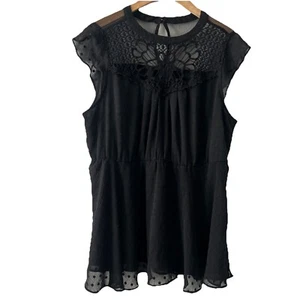 Torrid Schößchen schwarz Chiffon Clip Punkte Häkel Spitze Bluse Damengröße 1 - Bild 1 von 15