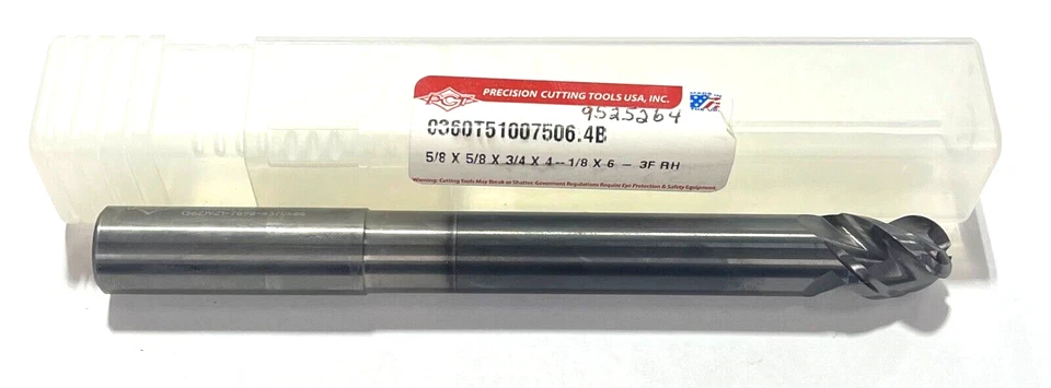 Molino de extremo de nariz de bola de carburo PCT 5/8" 3 flautas alcance extendido recubierto de carbono extra Foto 1 de 1