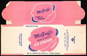 Vintage box McGRIFFS ICE CREAM 1948 Brooklyn Michigan unused new old stock nrmt - Picture 1 of 2