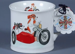Taza TANKARD Bluebird and Willow Dogs en moto Bone China - Imagen 1 de 4