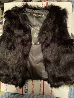 Lanshifei Faux Fur Vest Black Small - Image 1 of 3