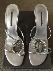 Pied A Terre Jewelled Silver Shoes - Size 40/7 Great Condition And Box * - Picture 1 of 11