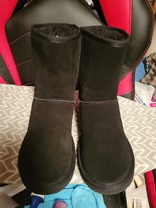 Botas de invierno de gamuza para mujer estilo piel de oveja botín negro talla diez - Imagen 1 de 19