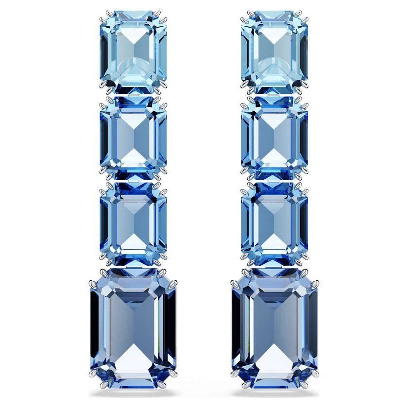 Swarovski Millenia Drop Earrings Octagon Cut Gradient Blue Rhodium 5696516