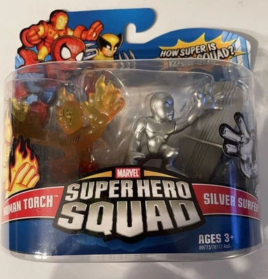 Marvel Super Hero Squad 2009 Wave 13 Antorcha Humana y Silver Surfer Sellado Foto 1 de 4
