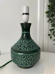 Lámpara italiana verde mediados de siglo cerámica esmaltada tubo forrado años 60 retro vintage decoración - Imagen 1 de 5