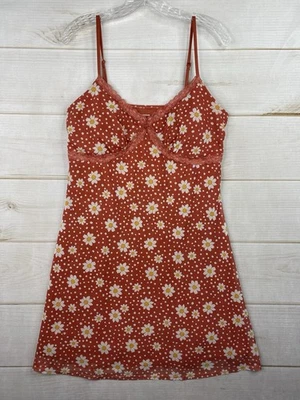 No Boundaries Slip Dress XXL 19 Burnt Orange Floral Mini Lace Trim Y2K Inspired - Image 1 of 4