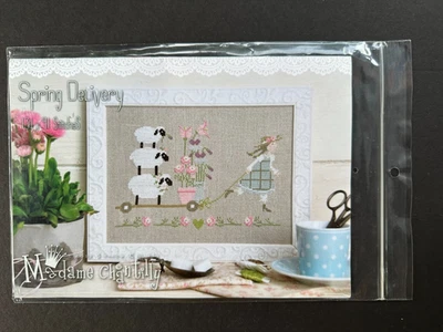 Madame Chantilly "SPRING DELIVERY" Sheep Counted Cross Stitch Pattern Chart - Image 1 of 3