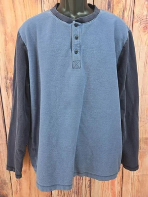 Johnston & Murphy Mens XL Henley Sweatshirt Blue & Black Cotton - Image 1 of 4