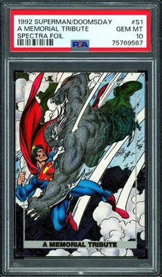 Superman Doomsday 1992 A Memorial Tribute Spectra Etch Foil #S1 PSA 10, Pop 2 - Image 1 of 2
