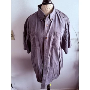 Camisa de trabajo de algodón gris 2XL de manga corta con botones Duluth Trading Co para hombre - Imagen 1 de 6