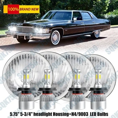 Faros LED de haz alto bajo DOT para Cadillac DeVille 1958-1974 4 piezas 5-3/4 5,75" Foto 1 de 4
