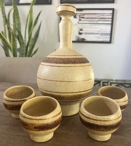 Vtg Mid Century Modern Robert Maxwell Calif Pottery Sake Set Decanter Bareware - Picture 1 of 10