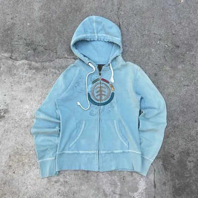 Element Y2K Vintage 90s Faded Blue Skate Hoodie Sweatshirt w Pockets Sz M - Image 1 of 4