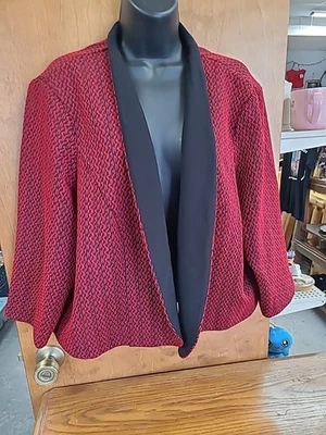 Perceptions Women's 2x Red & black Jacket. With 3/4 Sleeves. - Image 1 of 2