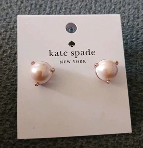 New Kate Spade New York Rise and Shine Pearl Earring Studs Rose Gold Blush - Picture 1 of 5