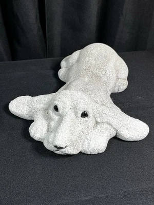 Escultura vintage SandStone Basset Hound pedra cachorro - Imagem 1 de 4
