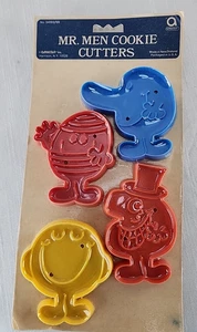 Original 1970s Mr Men Cookie Cutters 5 Plastic Biscuit Cutters Sealed & Never Us - Picture 1 of 5
