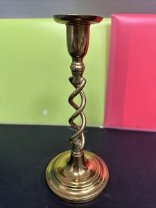 Vintage 9" Solid Brass Open Barley Twist Candle Holder - Picture 1 of 7