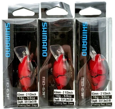 Lote de (3) Crankbait Shimano Macbeth Original 63F Hybrid Edge Square Bill Foto 1 de 2
