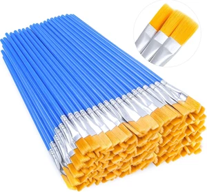 100 piezas pinceles de pintura pequeños a granel, cepillo de acrílico de tapa plana para aula para niños mini - Imagen 1 de 12