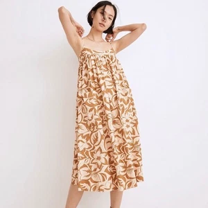 Madewell Leinenmischung Cami Midikleid in Hellbraun Tropicale Blumenmuster Damen Medium $ 108 - Bild 1 von 11