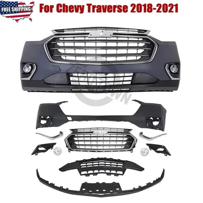 For 2018-2021 Chevy Traverse Front Bumper Cover Grille Assembly Kit Set Foto 1 de 4
