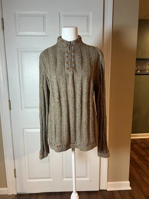 Suéter Pullover Woolrich Grande Para Mujer Marrón Cuarto Cremallera Manga Larga Top Foto 1 de 4