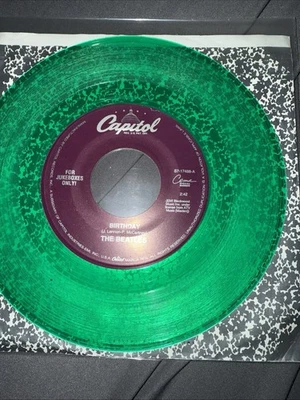 THE BEATLES Taxman / Birthday 7" Green Color Vinyl Jukebox  45 Capitol New - Image 1 of 3