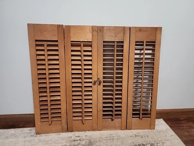Винтажный деревянный складной жалюзи внутренние жалюзи изящный набор - Изображение 1 из 4